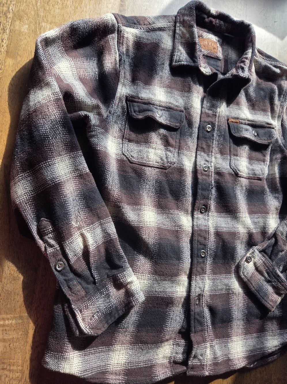 ORVIS 100% Heavy Cotton Flannel Earthtone Plaid Button Up Shacket